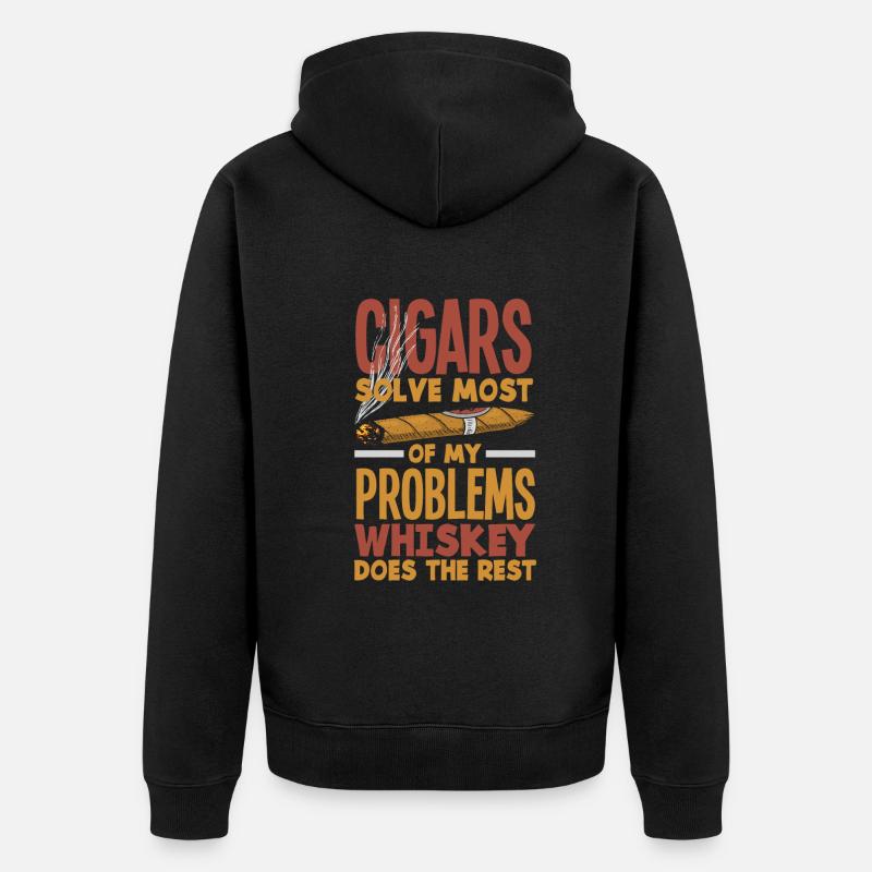 Zigarre Und Whiskey Zigarrenraucher Geschenk - Unisex Premium Bio Zip Hoodie - Schwarz