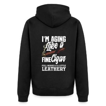 Lustiges Zigarre Rauchen Zigarrenraucher Geschenk - Unisex Premium Bio Zip Hoodie - Schwarz - Hinten - Nico (187cm)