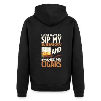 Zigarrenraucher Papa Zigarren Rauchen Geschenk - Unisex Premium Bio Zip Hoodie - Schwarz - Hinten - Nico (187cm)