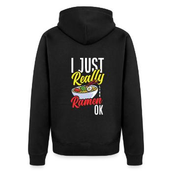 Ich Mag Halt Einfach Ramen Ok Lustiges Ramen - Unisex Premium Bio Zip Hoodie - Schwarz - Hinten - Nico (187cm)