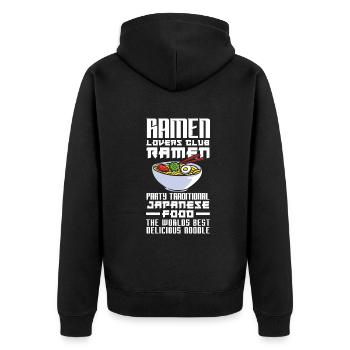 Lustiges Ramen Liebhaber Geschenk - Unisex Premium Bio Zip Hoodie - Schwarz - Hinten - Nico (187cm)