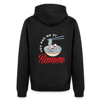 Lustiges Ramen Geschenk - Unisex Premium Bio Zip Hoodie - Schwarz - Hinten - Nico (187cm)
