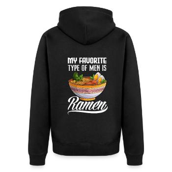 Lustiges Ramen Liebhaber Geschenk - Unisex Premium Bio Zip Hoodie - Schwarz - Hinten - Nico (187cm)
