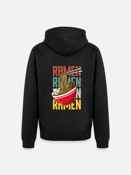 Retro Ramen Lover Gift - Unisex Premium Organic Zip Hoodie - black