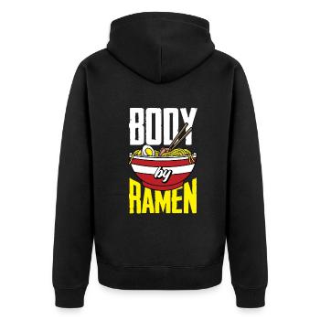 Lustiges Ramen Liebhaber Geschenk - Unisex Premium Bio Zip Hoodie - Schwarz - Hinten - Nico (187cm)