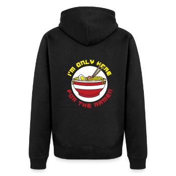 Ich Bin Nur Für Ramen Hier Ramen Liebhaber - Unisex Premium Bio Zip Hoodie - Schwarz - Hinten - Nico (187cm)