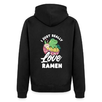 Ich Liebe Einfach Ramen Lustiges Ramen Geschenk - Unisex Premium Bio Zip Hoodie - Schwarz - Hinten - Nico (187cm)