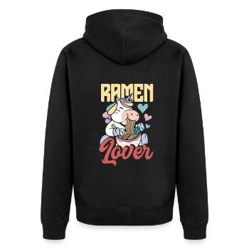 Lustiges Ramen Liebhaber Geschenk - Unisex Premium Bio Zip Hoodie - Schwarz - Hinten - Nico (187cm)