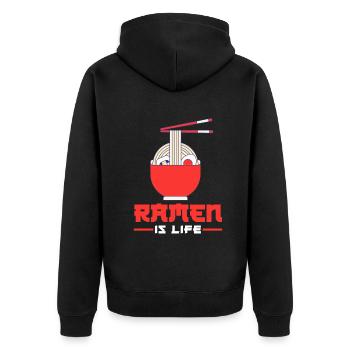 Lustiges Ramen Liebhaber Geschenk - Unisex Premium Bio Zip Hoodie - Schwarz - Hinten - Nico (187cm)
