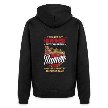 Lustiges Ramen Liebhaber Geschenk - Unisex Premium Bio Zip Hoodie - Schwarz - Hinten - Nico (187cm)