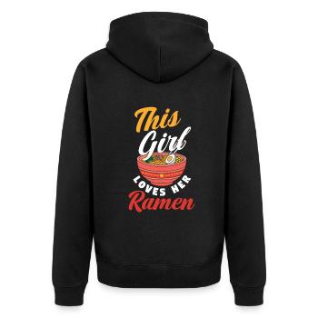 Dieses Mädchen Liebt Ihr Ramen - Unisex Premium Bio Zip Hoodie - Schwarz - Hinten - Nico (187cm)