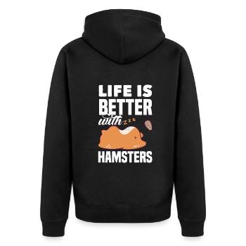 Drôle de cadeau de hamster - Veste à capuche bio Premium Unisexe - noir - Dos - Nico (187cm)