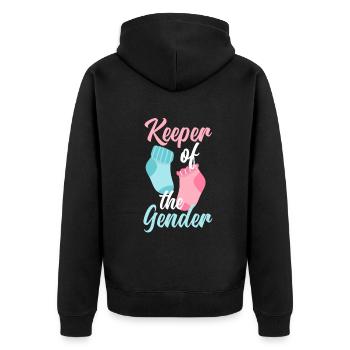Keeper Of The Gender Gender Reveal Party - Unisex Premium Bio Zip Hoodie - Schwarz - Hinten - Nico (187cm)