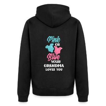 Pink Or Blue Gender Reveal Baby Party Grandma - Unisex Premium Organic Zip Hoodie - black - Back - Nico (187cm)