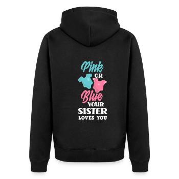 Le genre rose ou bleu révèle baby party sister - Veste à capuche bio Premium Unisexe - noir - Dos - Nico (187cm)