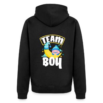 Team Boy Junge Gender Reveal Party - Unisex Premium Bio Zip Hoodie - Schwarz - Hinten - Nico (187cm)