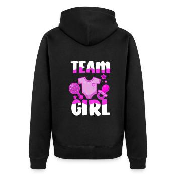 Team Girl Mädchen Gender Reveal Party - Unisex Premium Bio Zip Hoodie - Schwarz - Hinten - Nico (187cm)