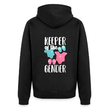 Keeper Of The Gender Gender Reveal Party - Unisex Premium Bio Zip Hoodie - Schwarz - Hinten - Nico (187cm)