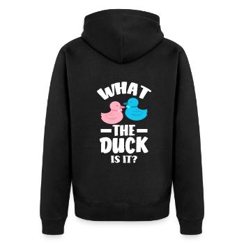 Qu’est-ce que le canard est-ce que le genre révéler la fête - Veste à capuche bio Premium Unisexe - noir - Dos - Nico (187cm)