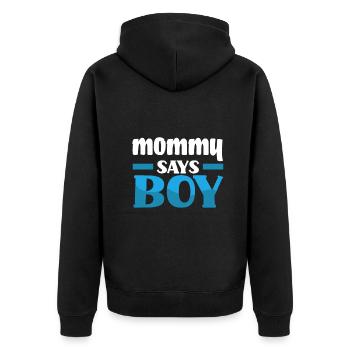 Team Boy Team Young Mama Gender Reveal Party - Unisex Premium Organic Zip Hoodie - black - Back - Nico (187cm)