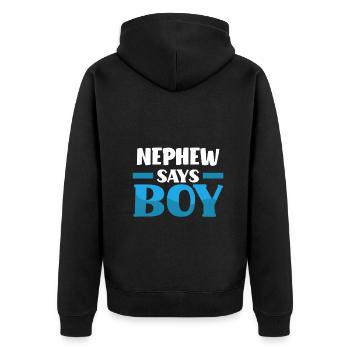 Team Boy Team Young Nephew Gender Reveal Party - Unisex Premium Organic Zip Hoodie - black - Back - Nico (187cm)