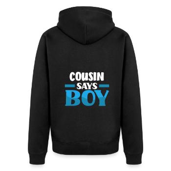 Team Boy Team Young Cousin Gender Reveal Party - Unisex Premium Organic Zip Hoodie - black - Back - Nico (187cm)