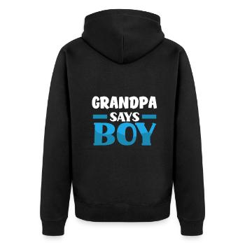 Team Boy Team Young Grandpa Gender Reveal Party - Unisex Premium Organic Zip Hoodie - black - Back - Nico (187cm)