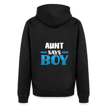 Team Boy Team Young Aunt Gender Reveal Party - Unisex Premium Organic Zip Hoodie - black - Back - Nico (187cm)