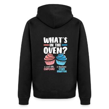 Cupcake Oder Muffin Gender Reveal Party - Unisex Premium Bio Zip Hoodie - Schwarz - Hinten - Nico (187cm)