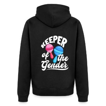 Keeper Of The Gender Gender Reveal Party - Unisex Premium Bio Zip Hoodie - Schwarz - Hinten - Nico (187cm)