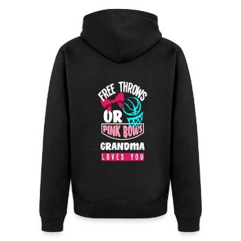 Pink Or Blue Gender Reveal Baby Party Oma - Unisex Premium Bio Zip Hoodie - Schwarz - Hinten - Nico (187cm)
