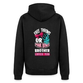 Pink Or Blue Gender Reveal Baby Party Bruder - Unisex Premium Bio Zip Hoodie - Schwarz - Hinten - Nico (187cm)
