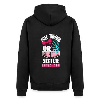 Pink Or Blue Gender Reveal Baby Party Schwester - Unisex Premium Bio Zip Hoodie - Schwarz - Hinten - Nico (187cm)