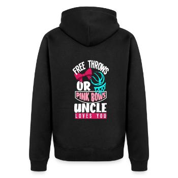 Pink Or Blue Gender Reveal Baby Party Onkel - Unisex Premium Bio Zip Hoodie - Schwarz - Hinten - Nico (187cm)