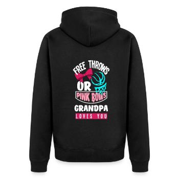 Pink Or Blue Gender Reveal Baby Party Opa - Unisex Premium Bio Zip Hoodie - Schwarz - Hinten - Nico (187cm)