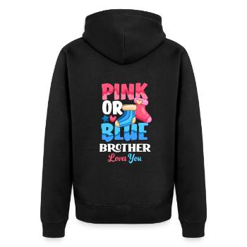 Le genre rose ou bleu révèle baby party brother - Veste à capuche bio Premium Unisexe - noir - Dos - Nico (187cm)