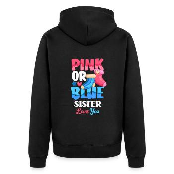 Le genre rose ou bleu révèle baby party sister - Veste à capuche bio Premium Unisexe - noir - Dos - Nico (187cm)