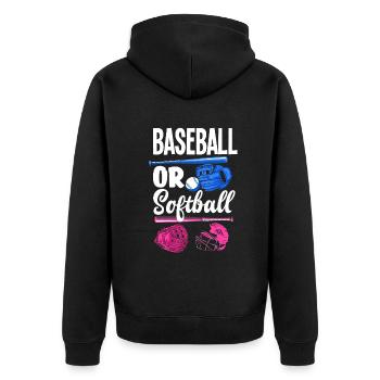 Pink Or Blue Gender Reveal Baby Party - Unisex Premium Bio Zip Hoodie - Schwarz - Hinten - Nico (187cm)