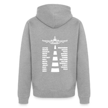 Flugzeug Luftfahrt Pilot Lustiges Piloten Geschenk - Unisex Premium Bio Zip Hoodie - Grau meliert - Hinten - Nico (187cm)
