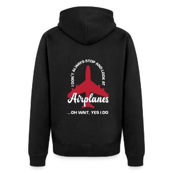 Airplane Aviation Pilot Funny Pilot Gift - Unisex Premium Organic Zip Hoodie - black - Back - Nico (187cm)