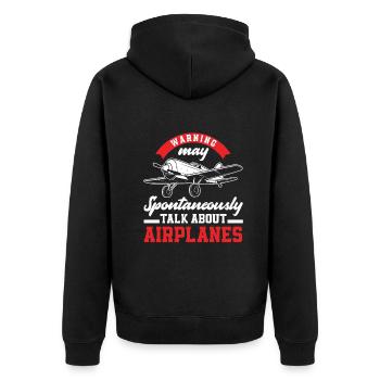 Airplane Aviation Pilot Funny Pilot Gift - Unisex Premium Organic Zip Hoodie - black - Back - Nico (187cm)