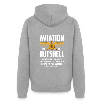 Flugzeug Luftfahrt Pilot Lustiges Piloten Geschenk - Unisex Premium Bio Zip Hoodie - Grau meliert - Hinten - Nico (187cm)