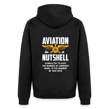 Airplane Aviation Pilot Funny Pilot Gift - Unisex Premium Organic Zip Hoodie - black - Back - Nico (187cm)