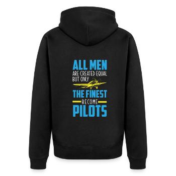 Flugzeug Luftfahrt Pilot Lustiges Piloten Geschenk - Unisex Premium Bio Zip Hoodie - Schwarz - Hinten - Nico (187cm)
