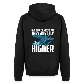 Airplane Aviation Pilot Funny Pilot Gift - Unisex Premium Organic Zip Hoodie - black - Back - Nico (187cm)