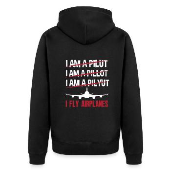 Airplane Aviation Pilot Funny Pilot Gift - Unisex Premium Organic Zip Hoodie - black - Back - Nico (187cm)