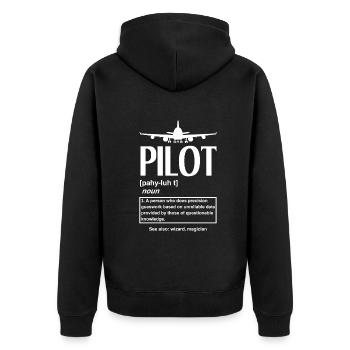 Airplane Aviation Pilot Funny Pilot Gift - Unisex Premium Organic Zip Hoodie - black - Back - Nico (187cm)