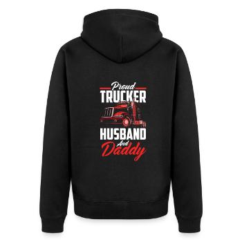 Truck Driver Trucker Truck Driver Driver - Unisex Premium Organic Zip Hoodie - black - Back - Nico (187cm)