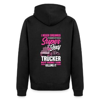 Truck Driver Trucker Truck Driver Driver - Unisex Premium Organic Zip Hoodie - black - Back - Nico (187cm)