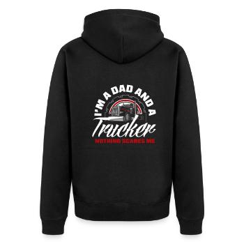 Truck Driver Trucker Truck Driver Driver - Unisex Premium Organic Zip Hoodie - black - Back - Nico (187cm)